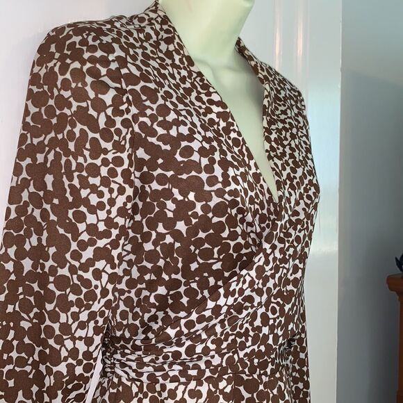 Vtg 70s Rona wrap front brown polyester dress - Picture 5 of 10